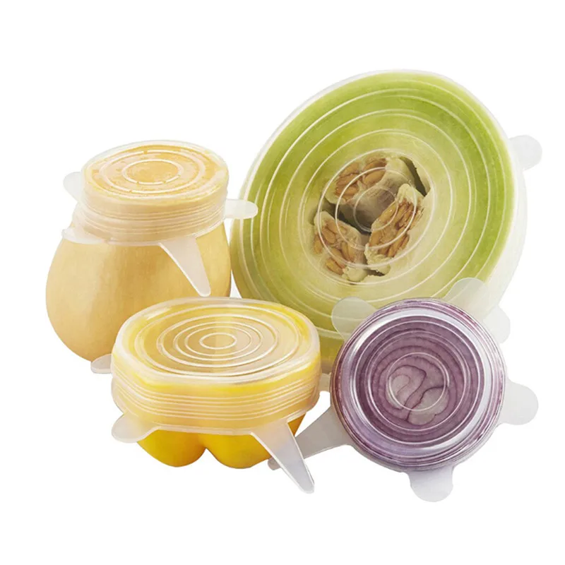 6 шт./компл. растягивающиеся крышки пищевого силикона для кухни пикника улицы