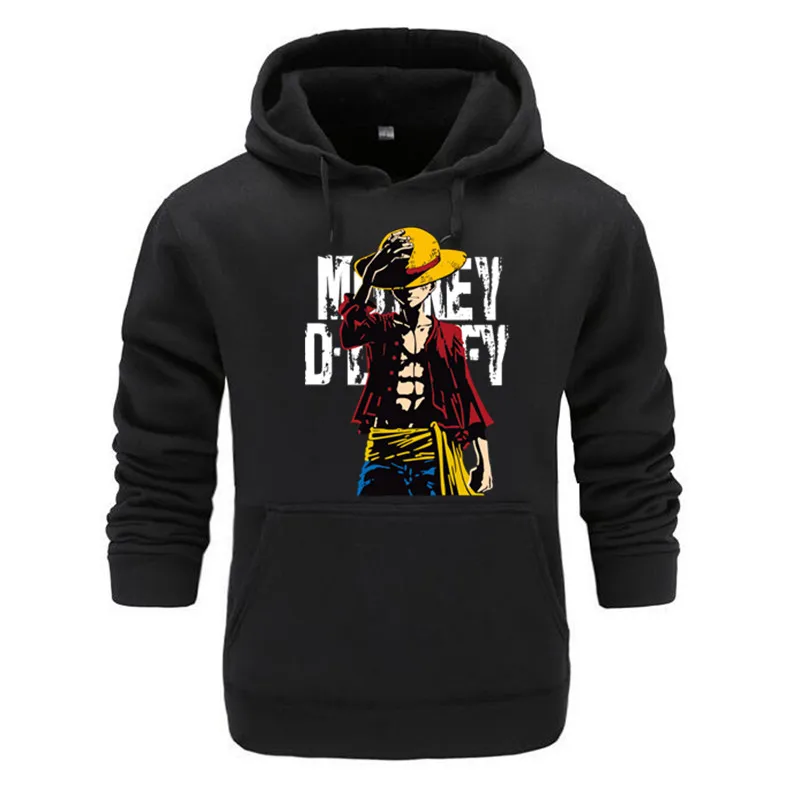 

Hoodie Men Japanese Anime Hoodies Mens The Pirate King Luffy Hooded Sweatshirt Winter Autumn Fleece Pullover Youth