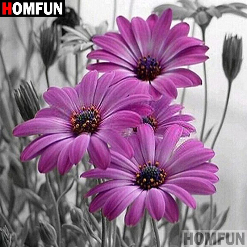 Алмазная живопись HOMFUN цветной цветок алмазная вышивка с полными