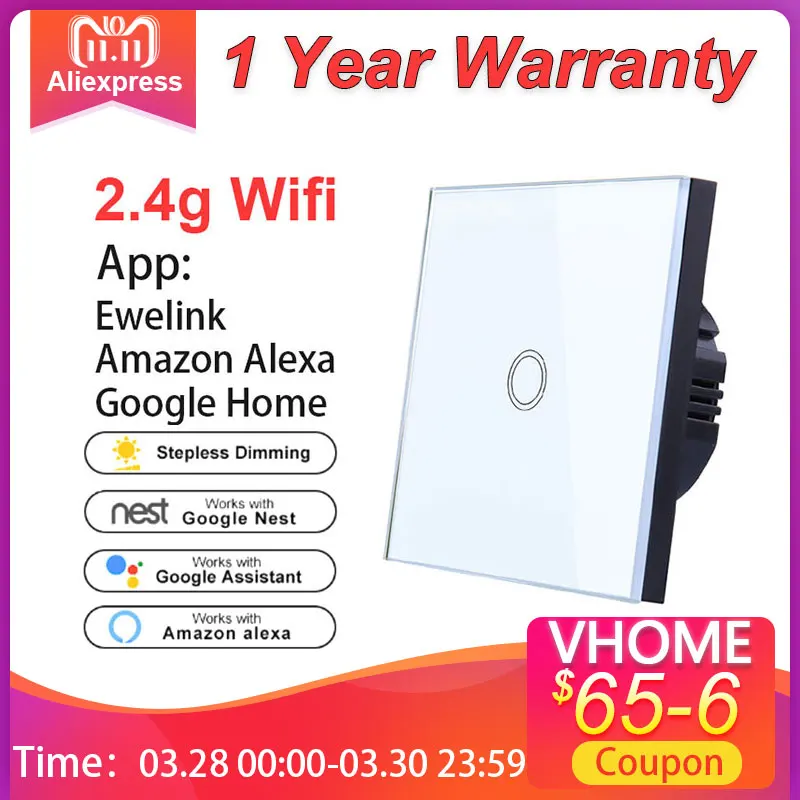 Сенсорный выключатель Vhome Ewelink 2 4G Wifi смарт домашняя сенсорная панель стандарт