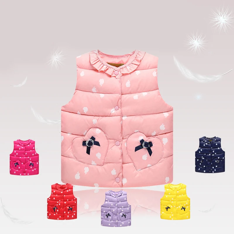 Детский хлопковый пуховик с рисунком кролика цветочным принтом|girls down vest|girls vestdown