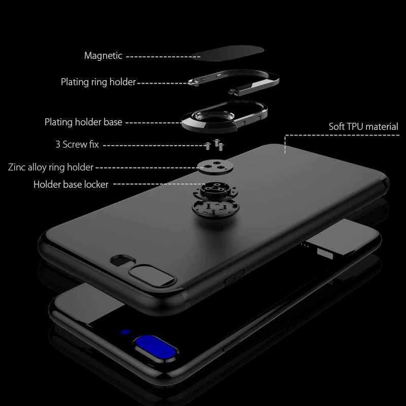 Nenuka Phone Case for iPhone 6 6S 7 8 X XS XR MAX Car Holder Stand Magnetic Bracket Finger Ring TPU + PC Back Cover |
