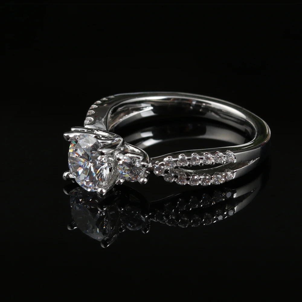 Параболы обручальное кольцо серебро Цвет Круглой Огранки AAA кубического