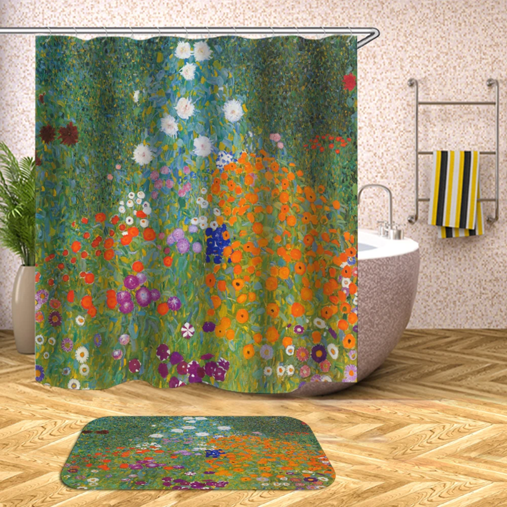 

painting flower shower curtain fabric waterproof curtain shower bathroom drop shipping bath curtain