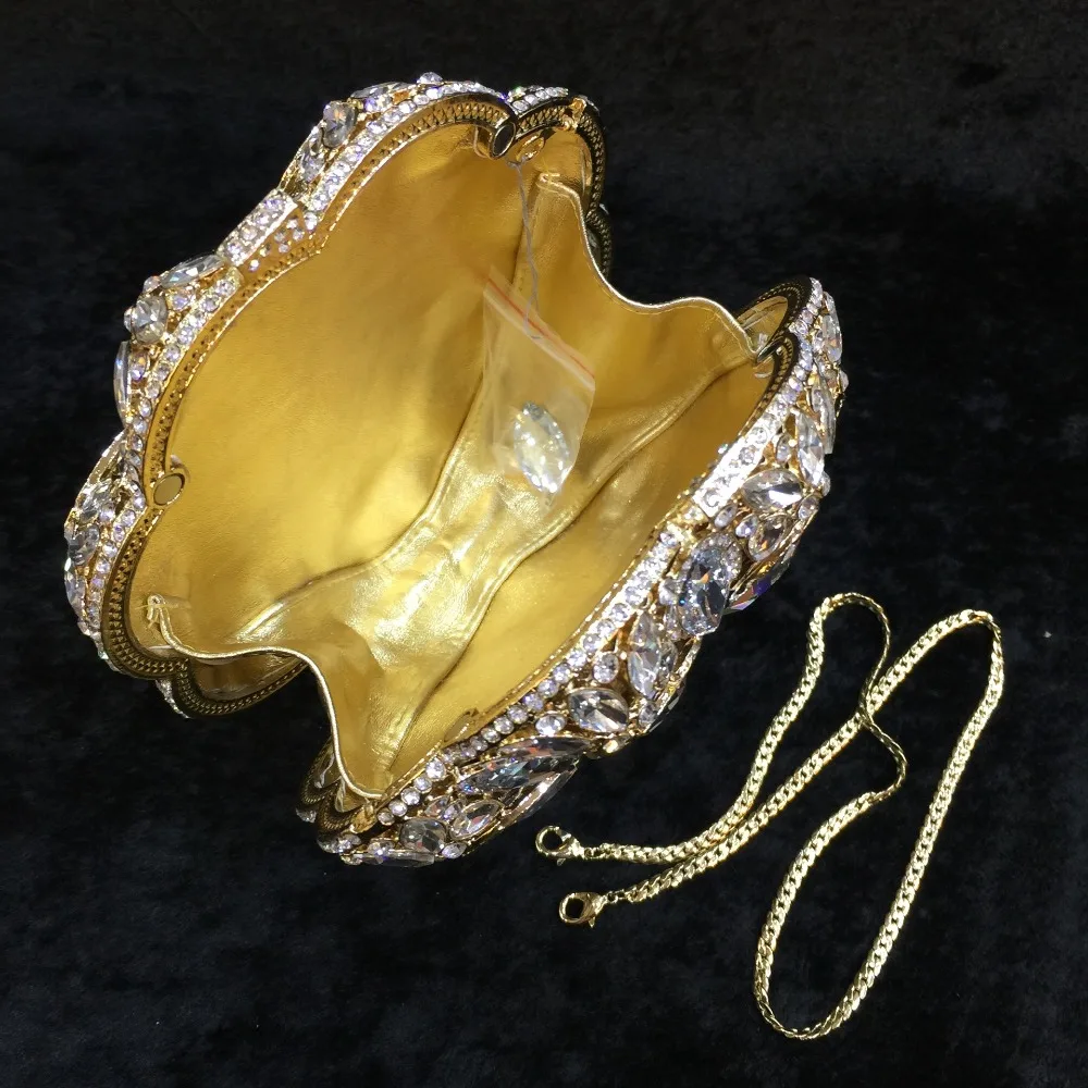 

Elegant Gold Metal Clutch Purse Evening Bags Clutches Women White Diamond Party Handbags Fashion Ladies Rhinestone Clutch Bags
