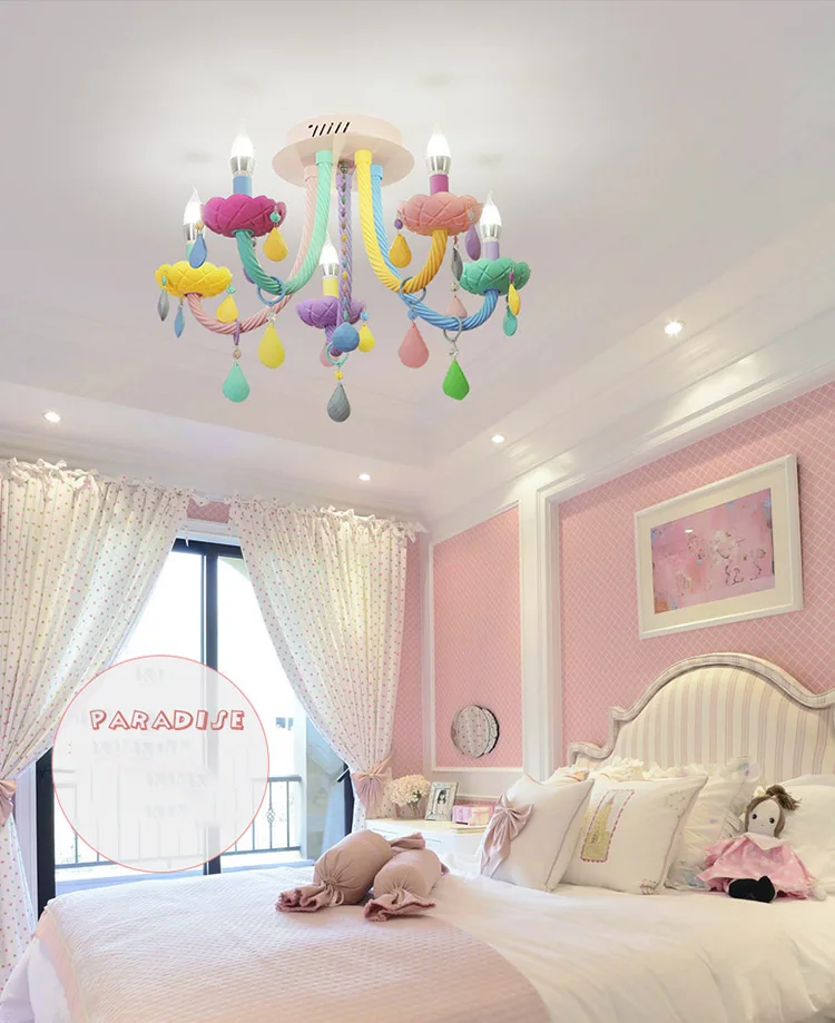 Artpad современные сладкие хрустальные люстры Macaron красочные Droplight детская спальня девочка принцесса украшение стеклянный блеск лампы