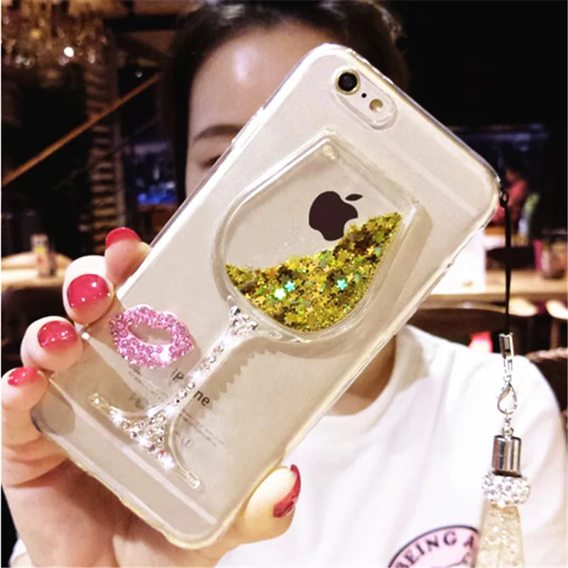 For OPPO A7 R15X RX17 Neo k1 A7X R17 Pro case 3D Liquid Quicksand Bling Wine Glass Phone Cases |