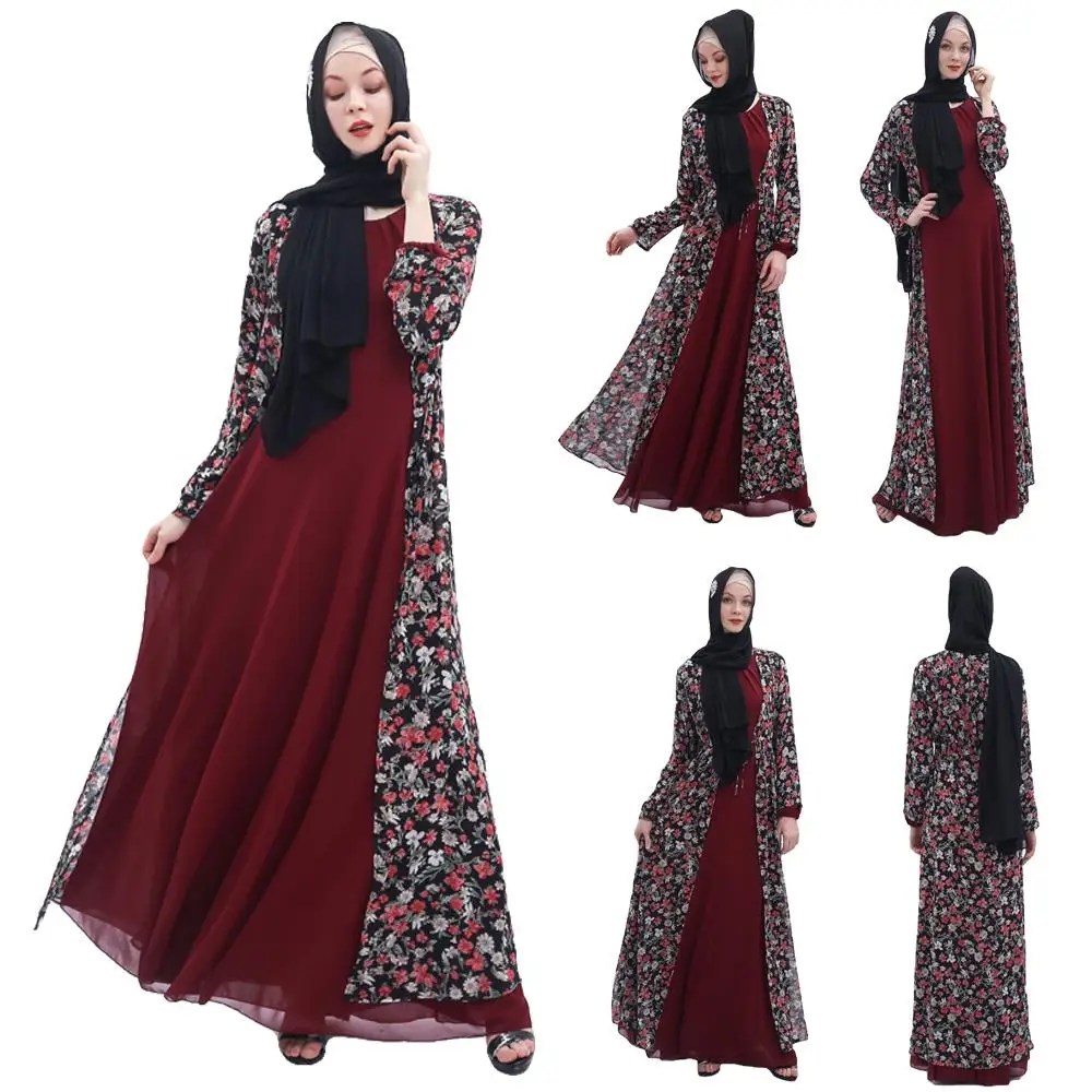 

Женский кардиган с цветочным принтом Ramadan, Абая, длинное, мусульманское, мусульманское, платье-кафтановое, мусульманская одежда