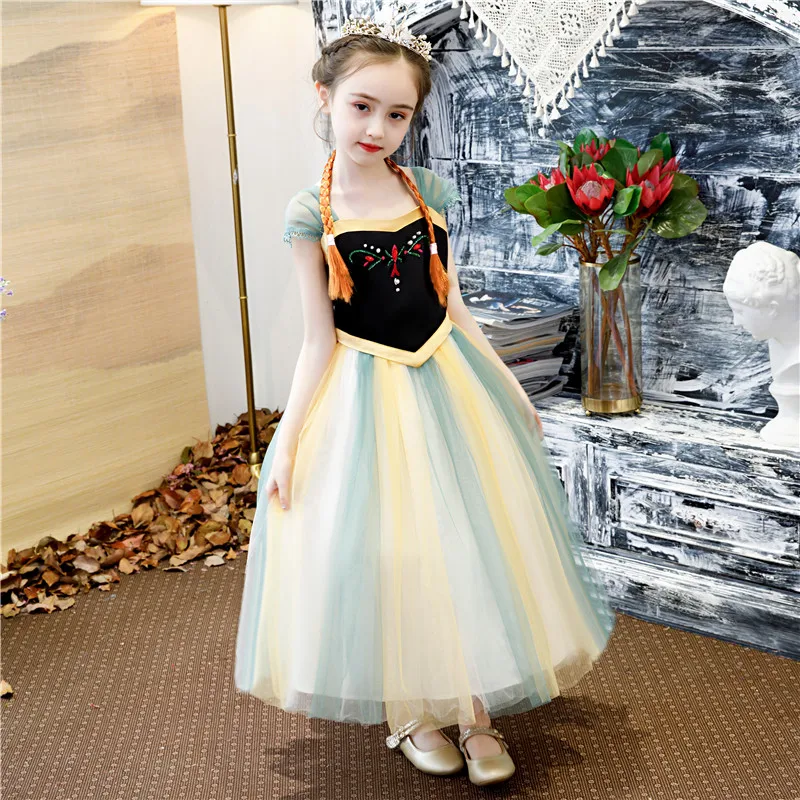 2019 Girl Anna Dress up Costume Children Summer Tulle Princess Party Cosplay Fancy for Halloween Gift | Детская одежда и обувь