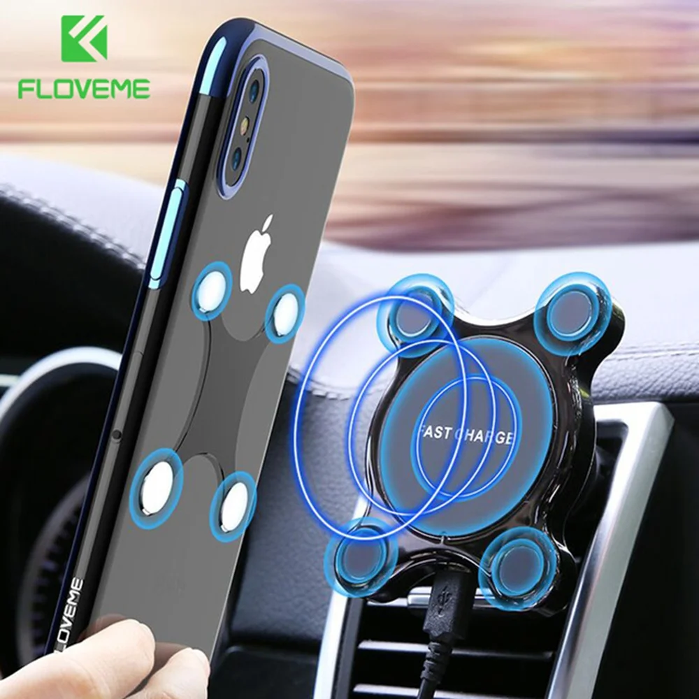 Беспроводное магнитное автомобильное зарядное устройство FLOVEME Qi для iPhone X 8 7 Plus