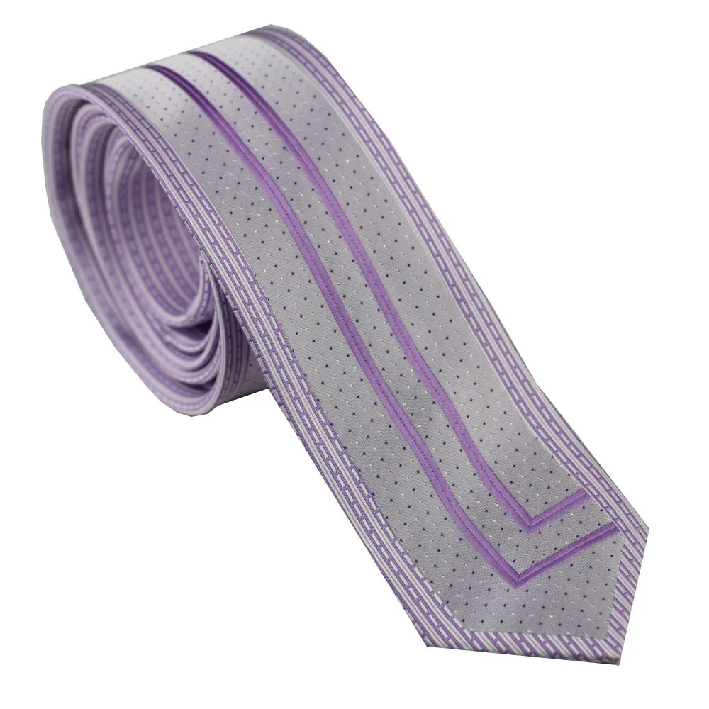 Галстуки мужские узкие Серебристые W фиолетовые вертикальные полосатые галстуки