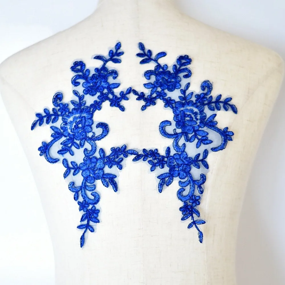 1 пара 2 шт. вышитые цветок Кружева Аппликация Мотив отделка свадебное платье