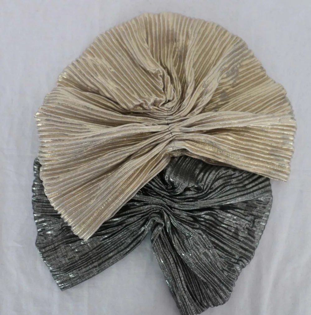 2018 Новая модная черная серебряная Золотая блестящая шляпа тюрбан для женщин и
