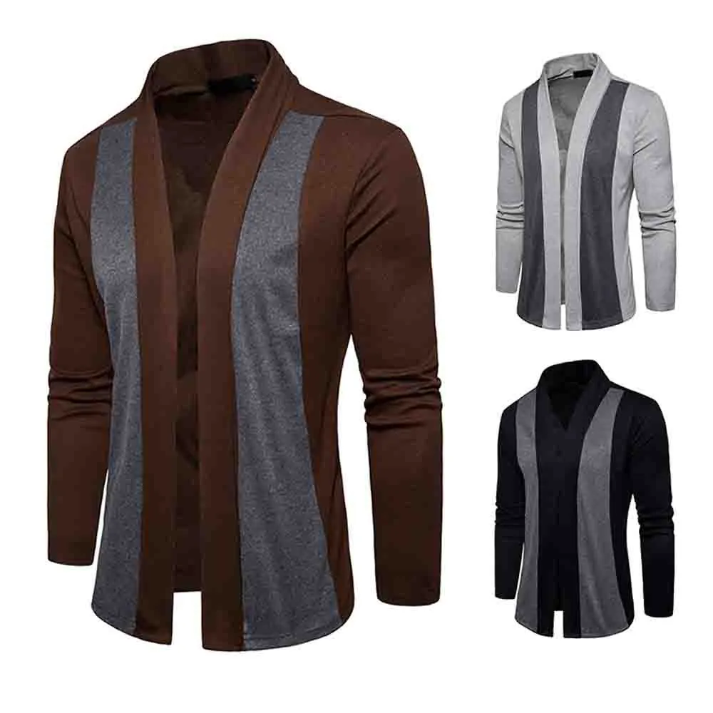 Новинка мужской весенний Повседневный Кардиган Nice в стиле пэчворк вязаное