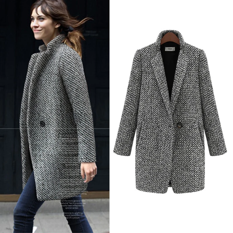 

Winter Autumn Female Woolen Overcoat Women Thick Wool Coat Jacket Long Cotton Coats New Ladies Velvet Jacket Casacos Femininos