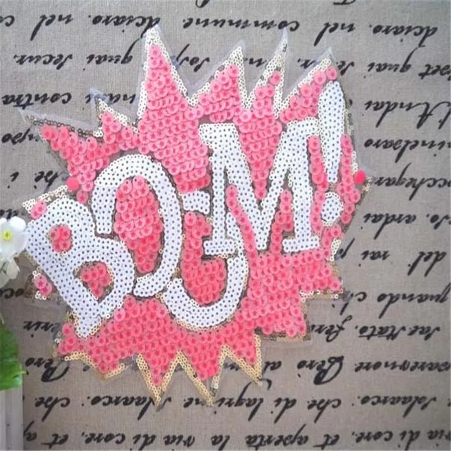 1 шт. вышитые термоклейкие нашивки для одежды блестки черные розовые красные