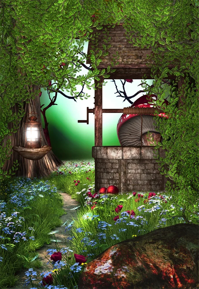 Laeacco Dreamy Light Shed Deep well Flower Scene Детские фотографические фоны индивидуальные для