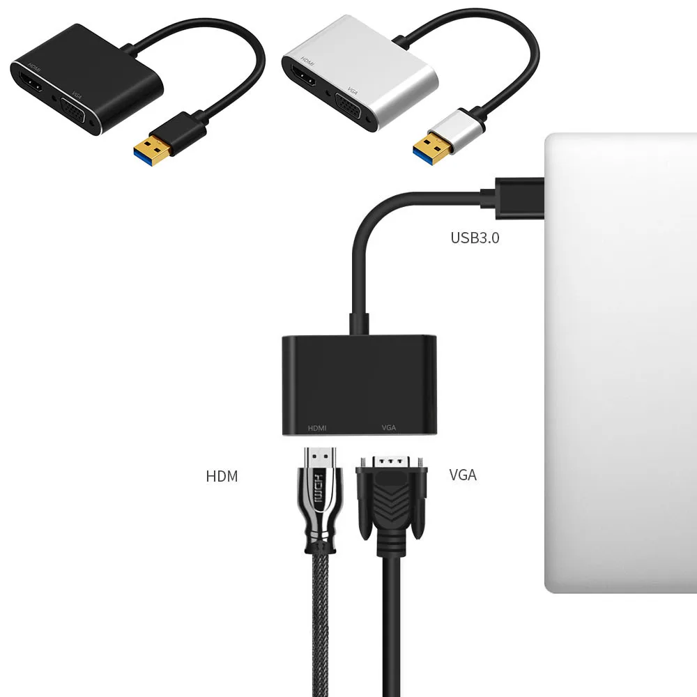 CARPRIE USB3.0 к HDMI/VGA адаптер дисплея Прочный USB C к 8 в 1 USB 3,0 HDMI RJ45 адаптер Micro SD TF кардридер концентратор