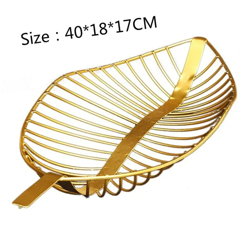 INS Железный художественный Золотой листообразный поднос для фруктов креативный