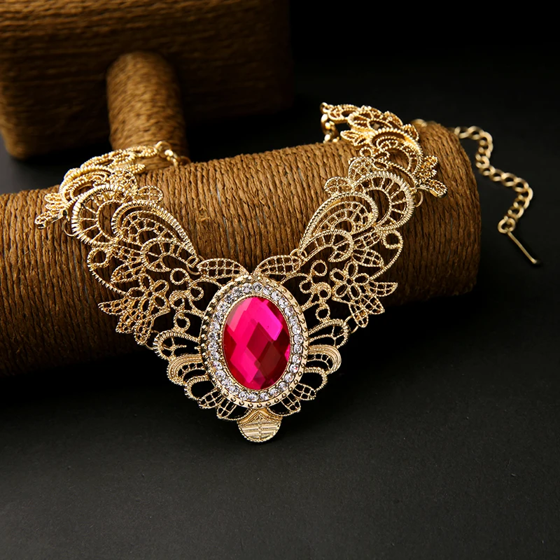 Оптовая цена подарок матери Сияющий Золотой цвет зеленый и розовый ожерелье