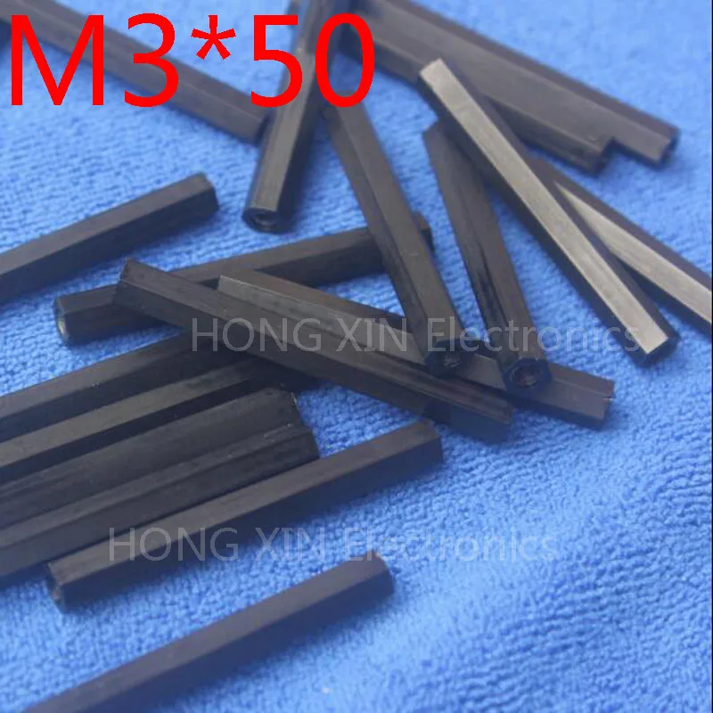 M3 * 50 черный 1 шт нейлон мм Шестигранная Женская противостоящая прокладка