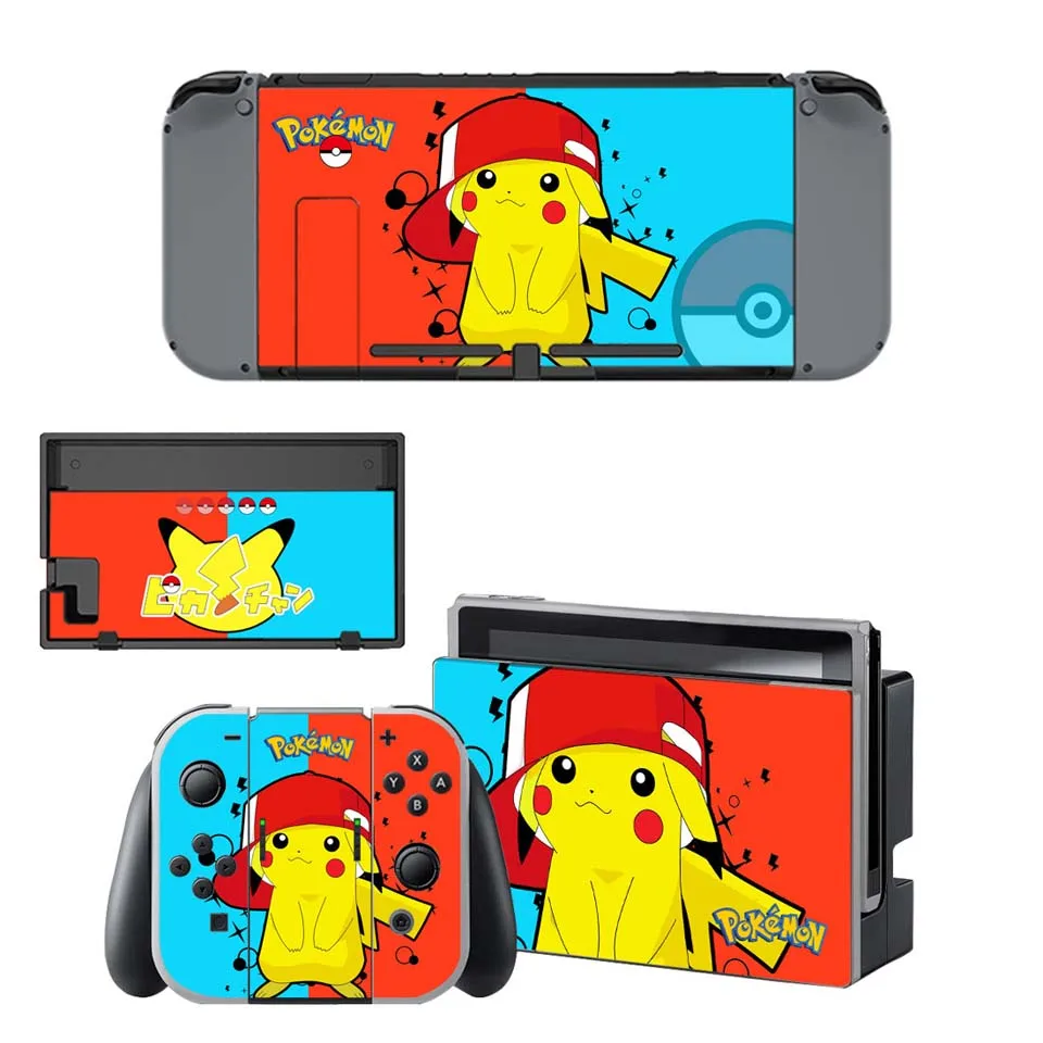 Nintend Switch Console+ Joy-Con Controller Vinyl Skin Sticker Set for Pokemom Protective Skins for NS Switch