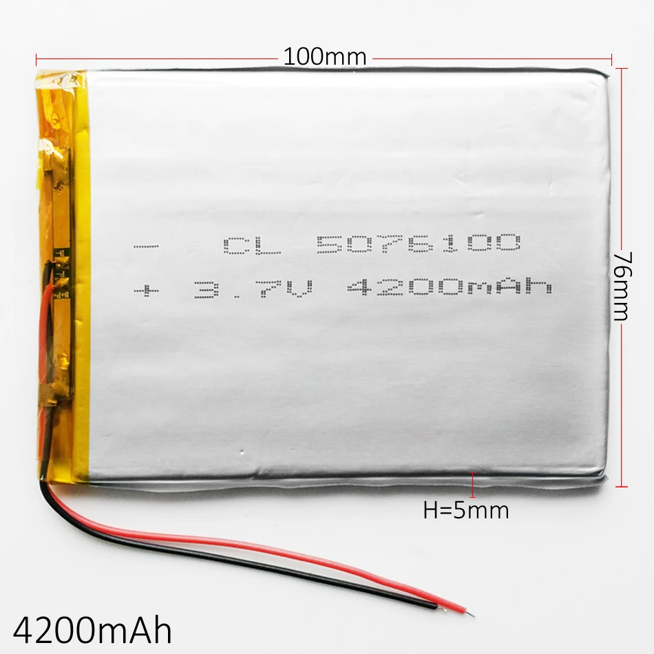 3 7 V 4200mah 5076100 полимер литий Липо аккумуляторная батарея для GPS PSP DVD PAD Электронная