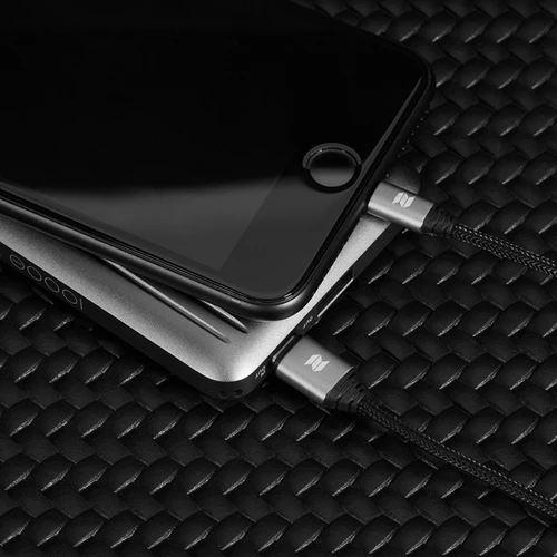 Black 1m ROCK type c для освещения iPhone кабель металлический 1 м для Lightning USB C кабель для передачи данных для iOS 8 9 10 11 нейлоновый плетеный шнур для зарядки - Цвет: Black 1m