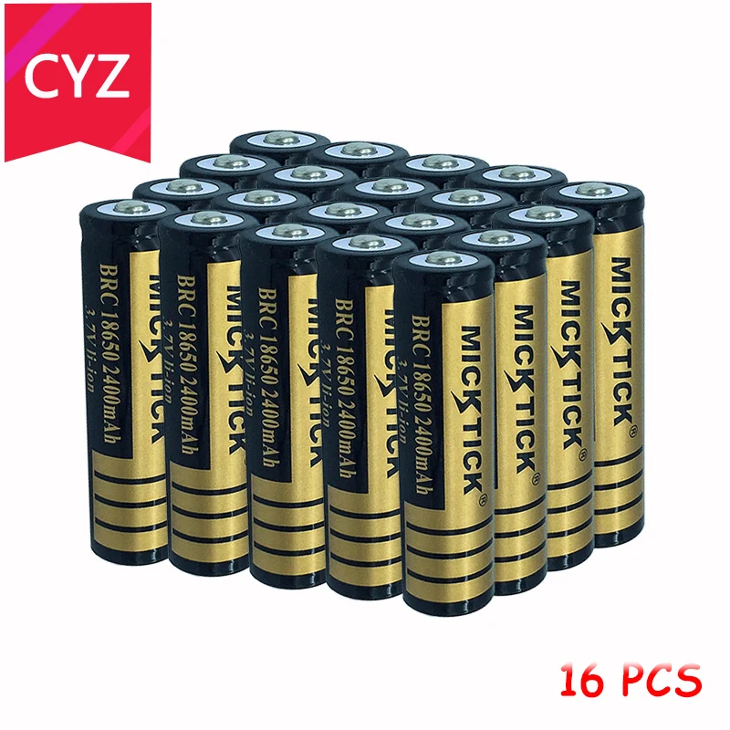 16 шт. 3.7 В 2400 мАч 18650 micktick Батарея батареи Batteria литиевых литий-ионный