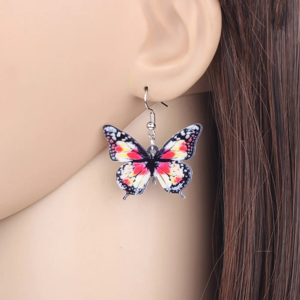 Акриловые уникальные цветочные серьги Bonsny в виде бабочек и насекомых большие