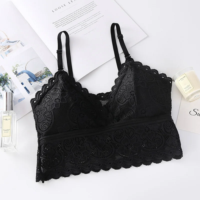 

Padded Bralette Deep V Lace Bras For Women Fashion Wireless Bra 3 Colors Summer Crop Top Girls Backless Lingerie Free Size