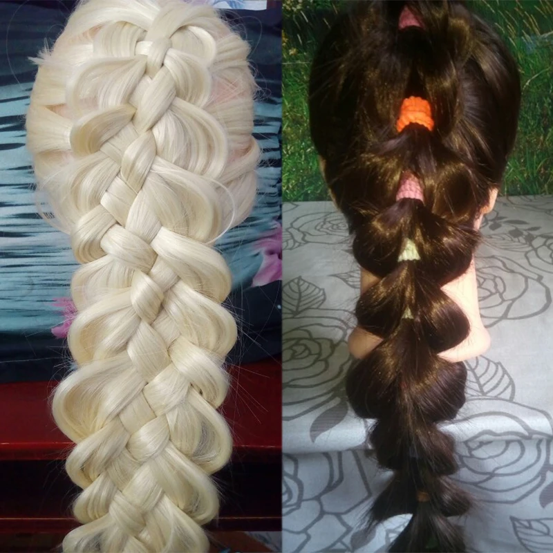 Коричневый Обучение Манекен головы для парикмахеров манекен прически длинных