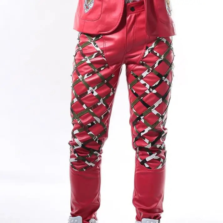 Мужские камуфляжные брюки с заклепками черные белые красные|pants men|pantalon hommemen pants |