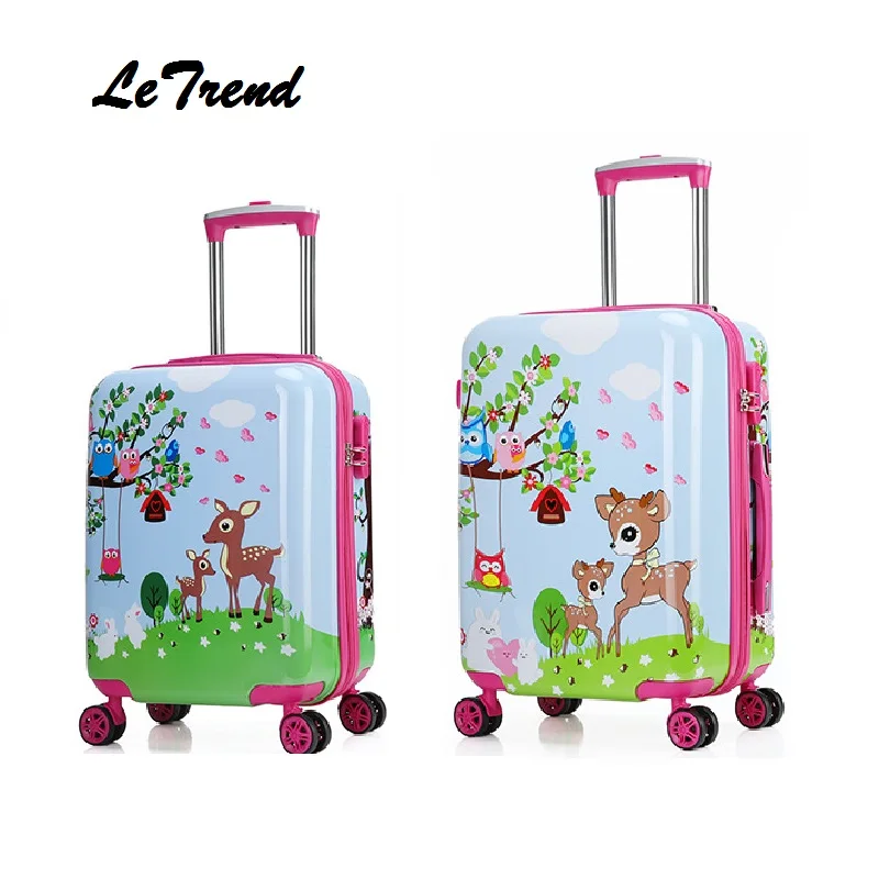 Letrend Cute Fish Rolling Luggage Spinner Kids Children Cartton Backpack Trolley Suitcase Wheels 19/20 inch Cabin Students Trunk | Багаж и