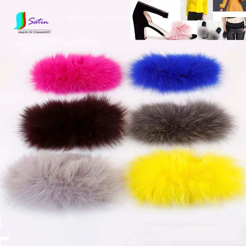 Цветной меховой воротник шапка сандалии Тапочки декоративный материал