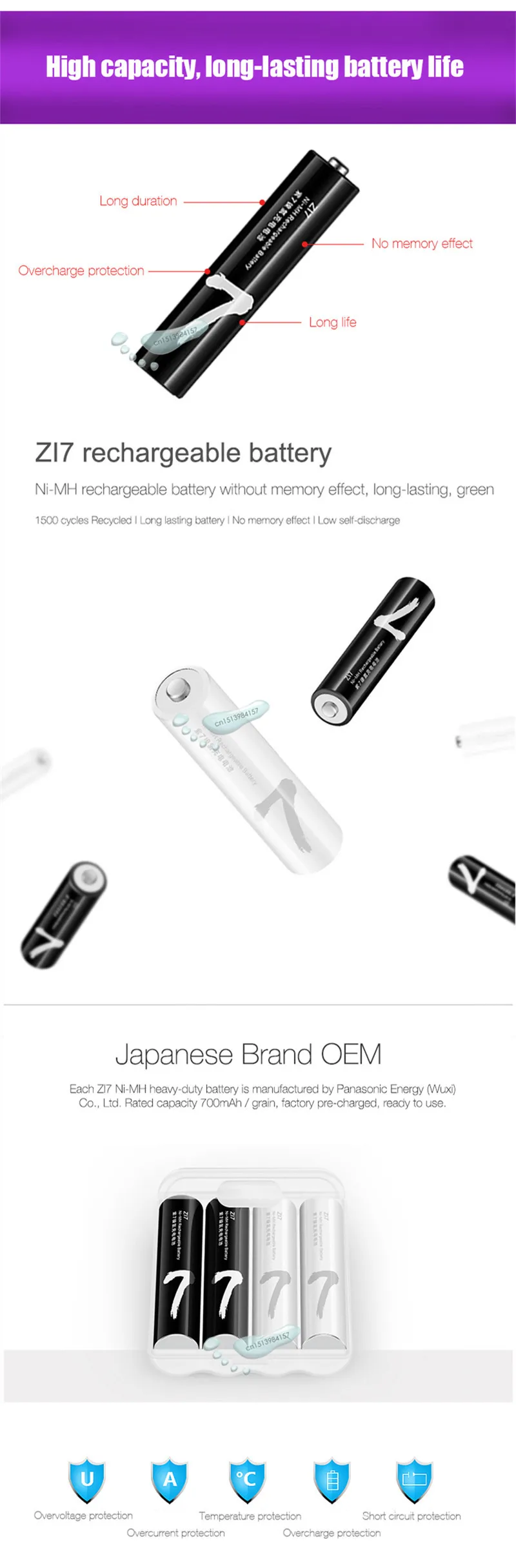 2 шт./лот Xiaomi аккумуляторная батарея AAA 700mAh 1,2 V Ni-MH ZMI ZI7 power Bank Аккумулятор для дистанционного управления машинными игрушками