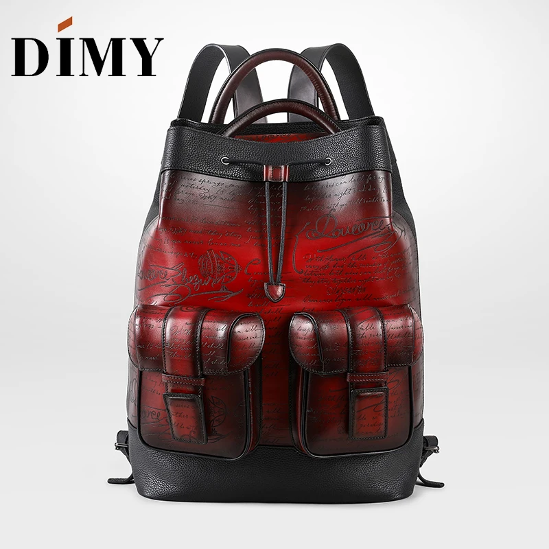 Женский рюкзак из телячьей кожи DIMY сделанный вручную с патиной 100% натуральный