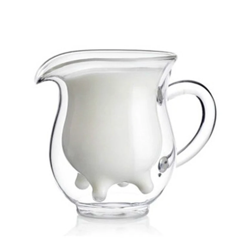 Винтажный двойной настенный стеклянный стакан молока коровы ясный молочный