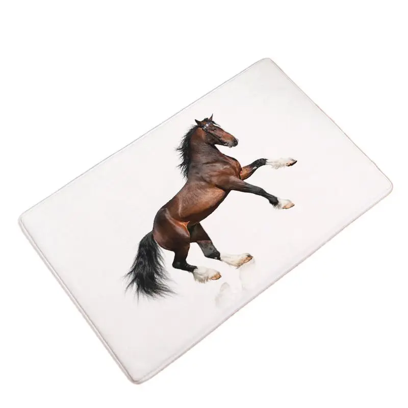

Washable High Quality Anti-slip Livingroom Flannel Soft Carpets Horse Print Mats Bathroom Floor Kitchen Rugs Home Decor