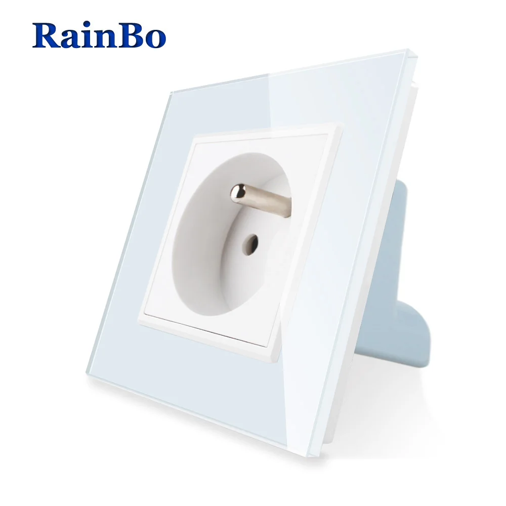 RainBo настенная розетка-новая розетка-стандарт Франции-Хрустальное стекло-панель