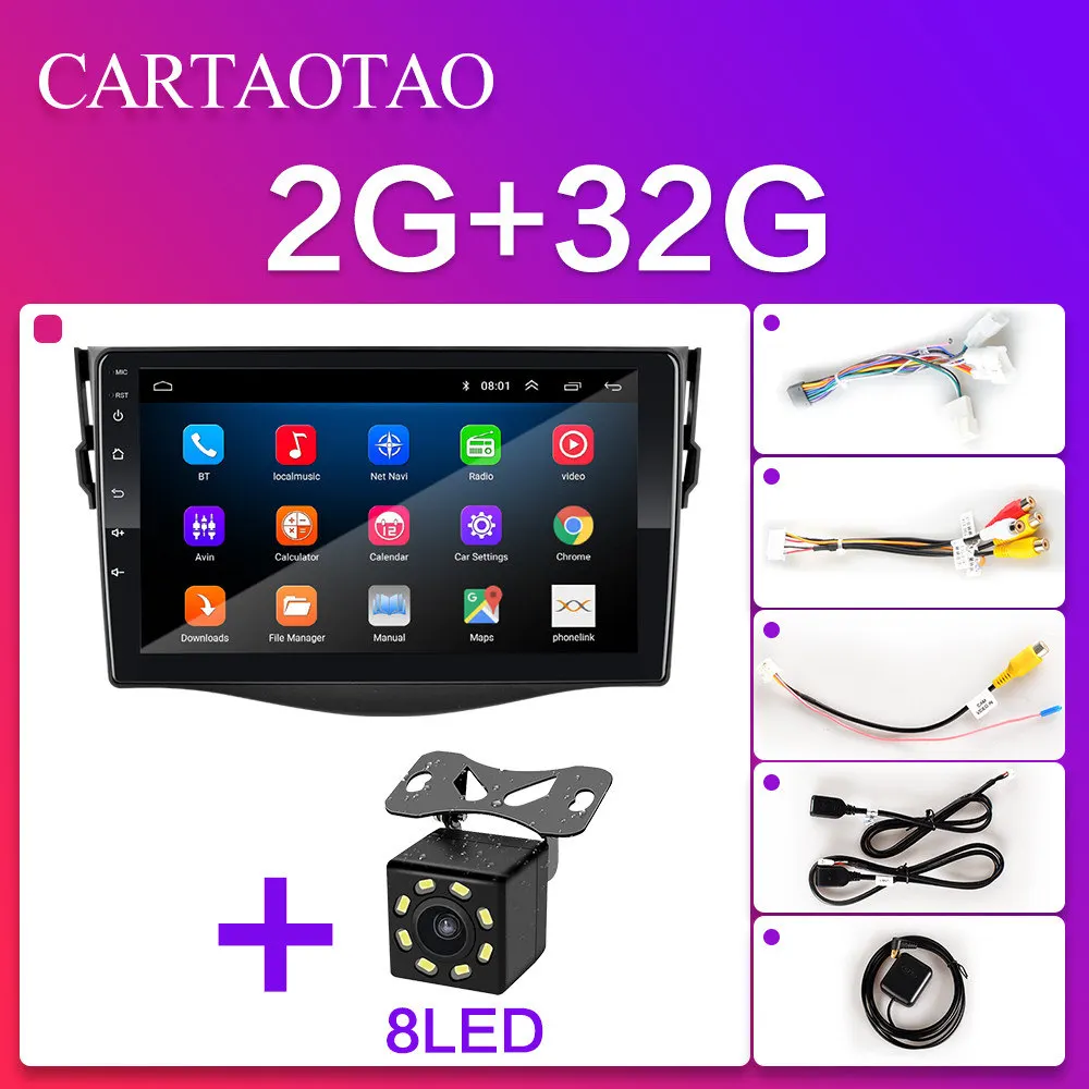 2G-8LED-9 Inch Android 8,1 GO автомобильный dvd-плеер для Toyota RAV 4 2007 2008 2009 2010 2011 2 din Автомобильный радио мультимедиа gps навигация wifi плеер - Цвет: 2G-8LED-9 Inch