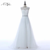 adln simple a line wedding dresses see through back beaded whiteivory bridal gowns plus size vestidos de novia
