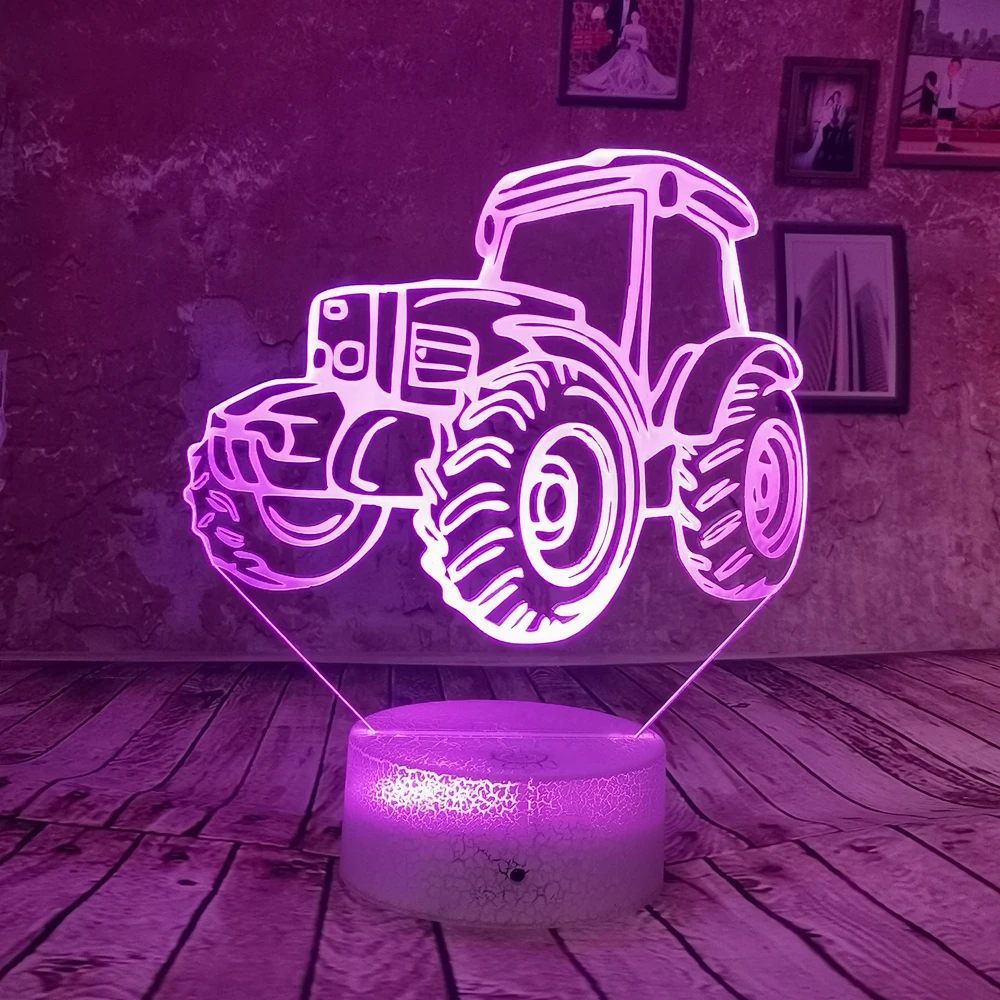 Drop Shipping Cute Cartoon Car 7 Colors RGB LED 3D Night Light Change USB Xmas Birthday Gifts Table Desk Lamp For Baby Kids | Лампы и