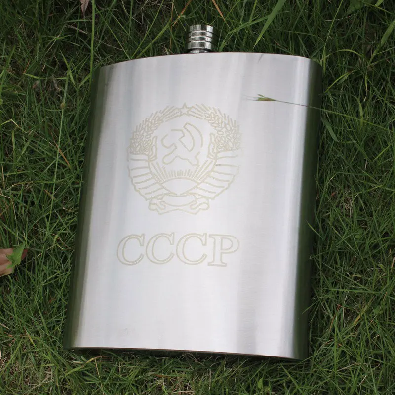 Русская 128 унций нержавеющая сталь большой емкости фляжка + Кожаная сумка Ликер