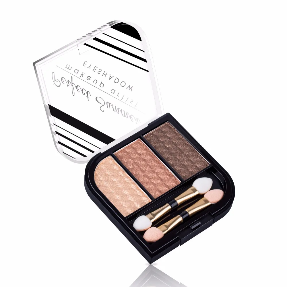 3 Colors Shimmer Eye Shadow Palette Glitter Eyeshadow Perfect Summer Brown Cosmetics for Makeup Eyes Cosmetic Brush Kit |