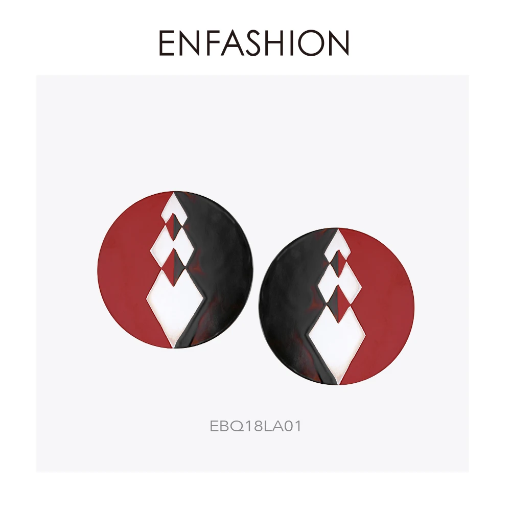Enfashion лаковые художественные сережки-гвоздики с ручной росписью из нержавеющей стали большие серьги круги для женщин модные ювелирные изделия Kolczyki EBQ - Окраска металла: EBQ18LA01