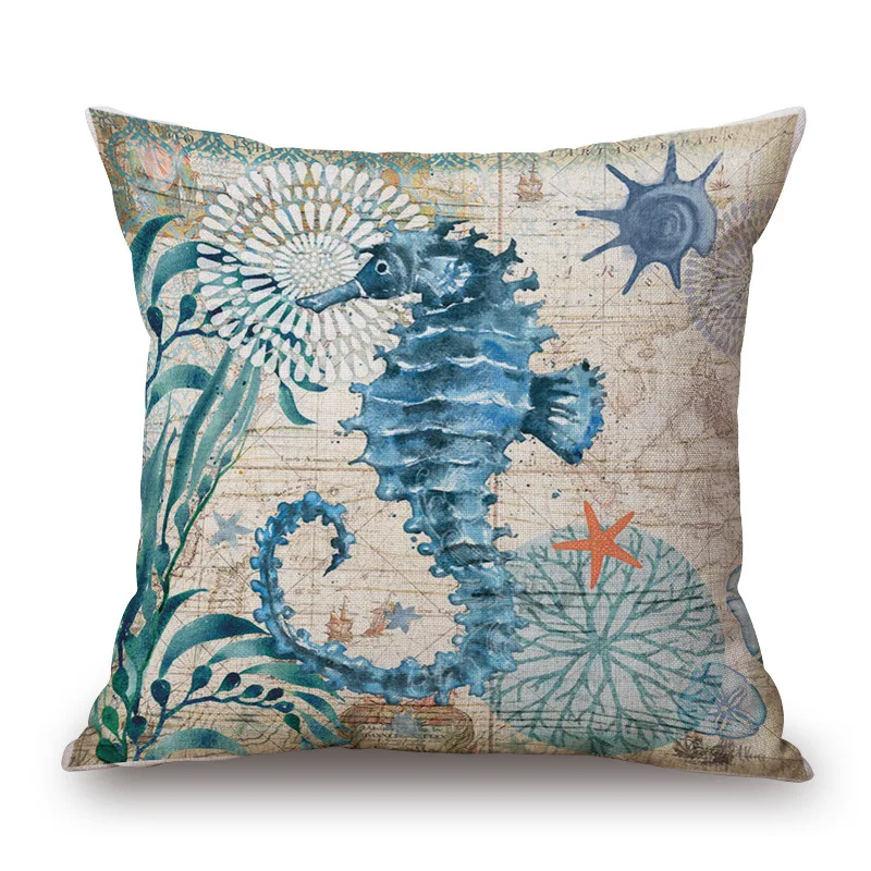 Наволочки с рисунком морских лошадей осьминогов черепашек|cushion cover|cushion cover