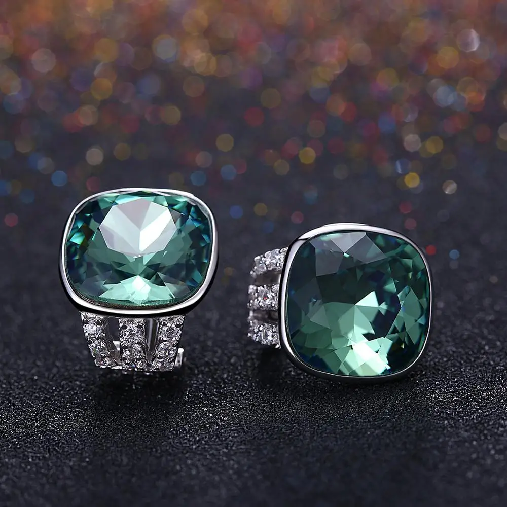 Женские серьги гвоздики с разноцветным кристаллом Swarovski из стерлингового