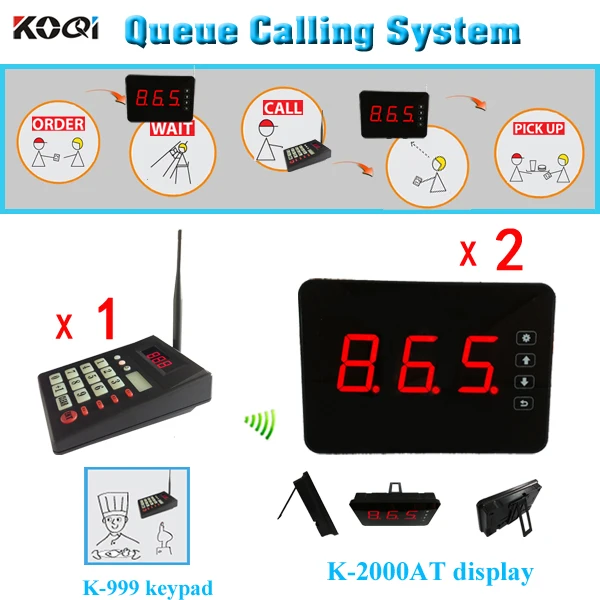 led display queue management system , 1 transmitter K-999 keypad + 2 queue display K-2000AT