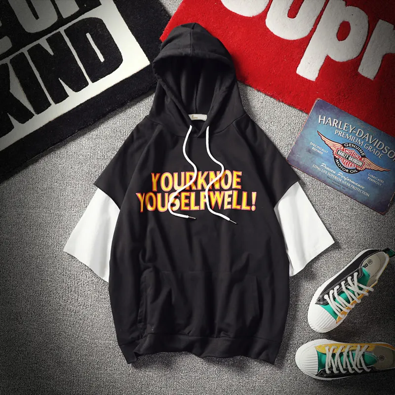 Весна 2018 Новый мужской хип Стиль Толстовки с принтом молодежная мода Street overszie